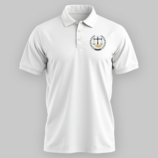 Advocate Logo Pocket- White Lawyer Polo T-shirt