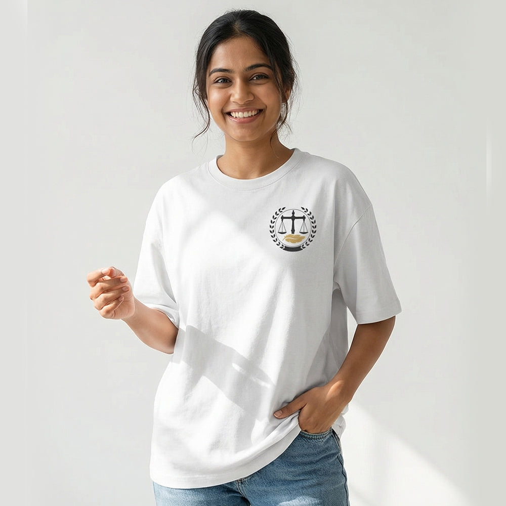 Advocate Logo Pocket- White Round Neck Lawyer T-shirt