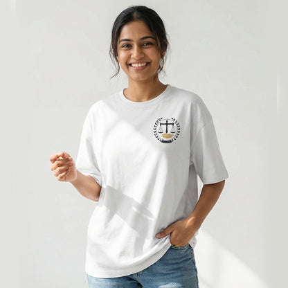 Advocate Logo Pocket- White Round Neck Lawyer T-shirt