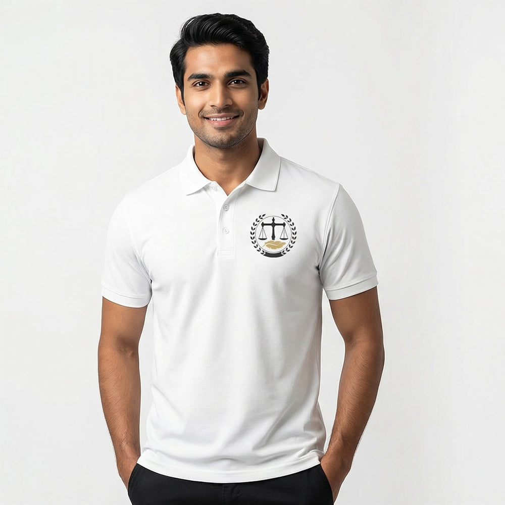 Advocate Logo Pocket- White Lawyer Polo T-shirt