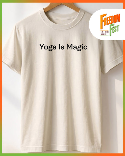 Yoga is Magic- White Round Neck Yoga T-shirt