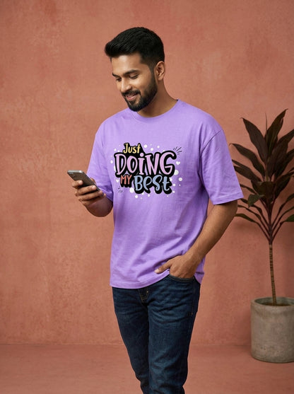 Doing My Best - Lavender Round Neck Oversized Graphic T-shirt