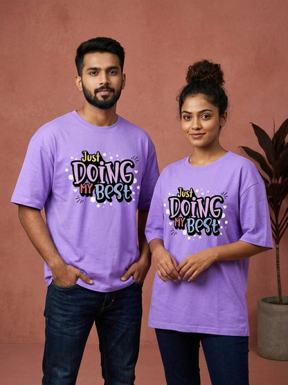 Doing My Best - Lavender Round Neck Oversized Graphic T-shirt