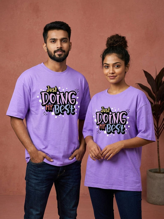 Doing My Best - Lavender Round Neck Oversized Graphic T-shirt
