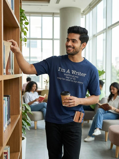 I am a Writer- Navy Blue Round Neck Writer T-shirt