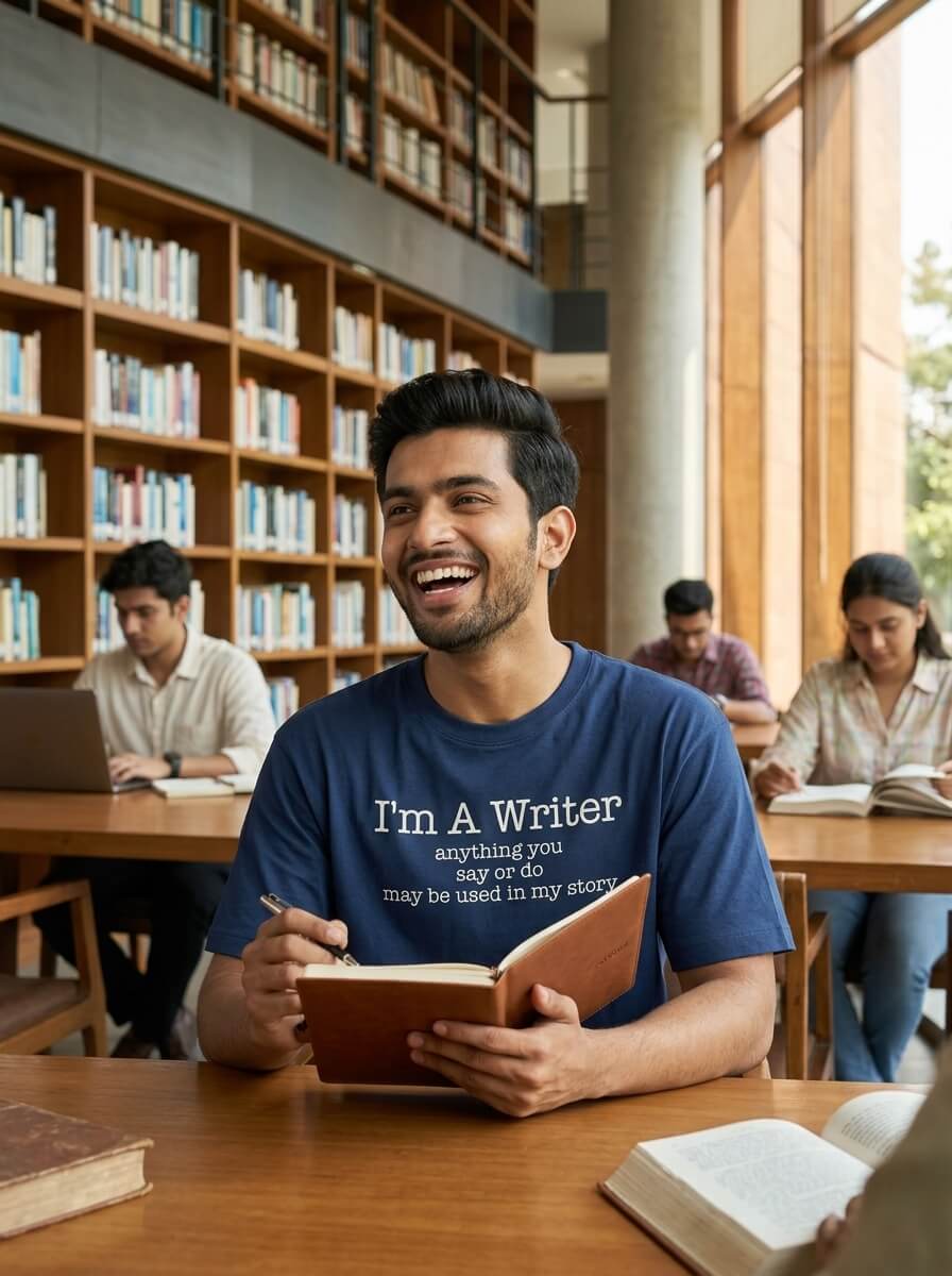 I am a Writer- Navy Blue Round Neck Writer T-shirt