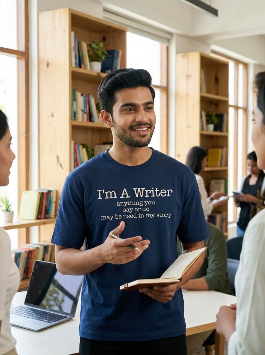 I am a Writer- Navy Blue Round Neck Writer T-shirt