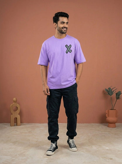 Teddy Street- Lavender Round Neck Oversized Graphic T-shirt