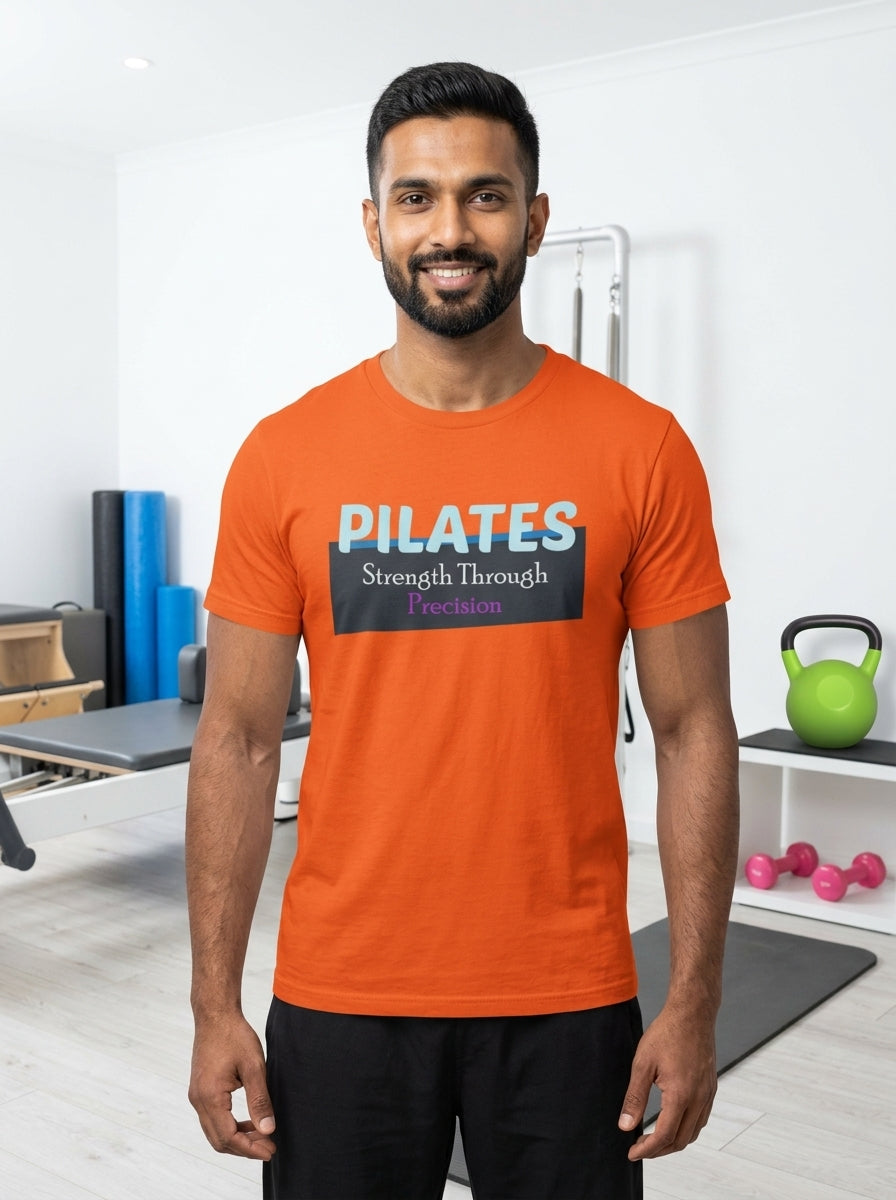 Pilates Precision- Orange Round Neck Pilates T-shirt