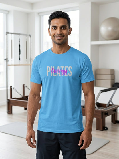 Pilates Energy - Sky Blue Round Neck Pilates T-shirt