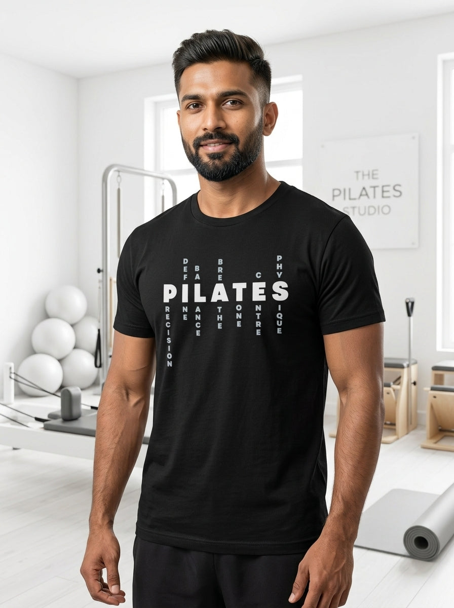 Pilates Full Form - Black Round Neck Pilates T-shirt