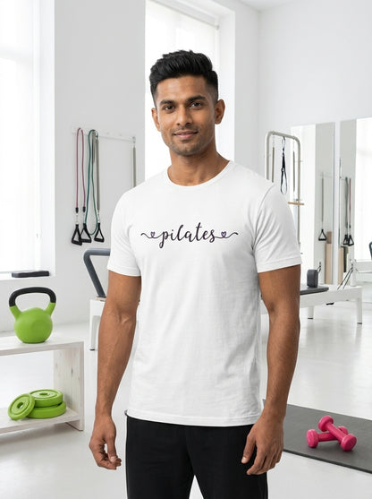 Pilates Love - White Round Neck Pilates T-shirt