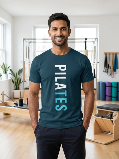 Pilates Vertical - Navy Blue Round Neck Pilates T-shirt