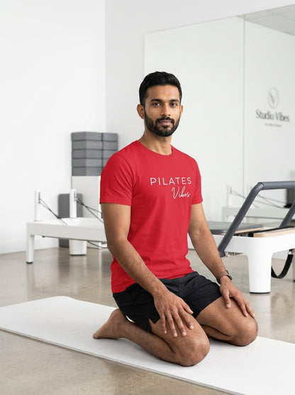 Pilates Vibes - Red Round Neck Pilates T-shirt
