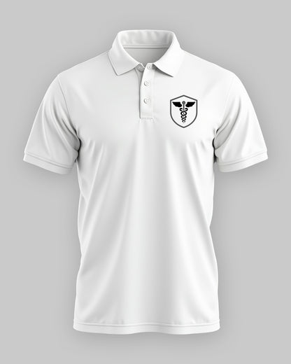 Caduceus Medicine Logo- White Polo Medical T-shirt