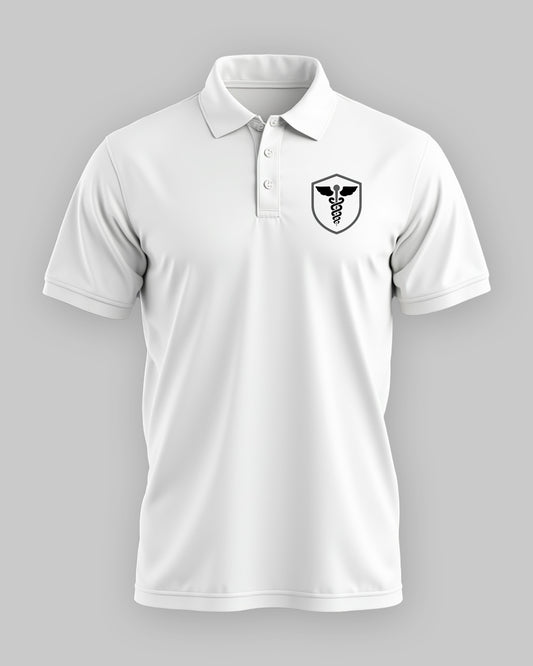 Caduceus Medicine Logo- White Polo Medical T-shirt