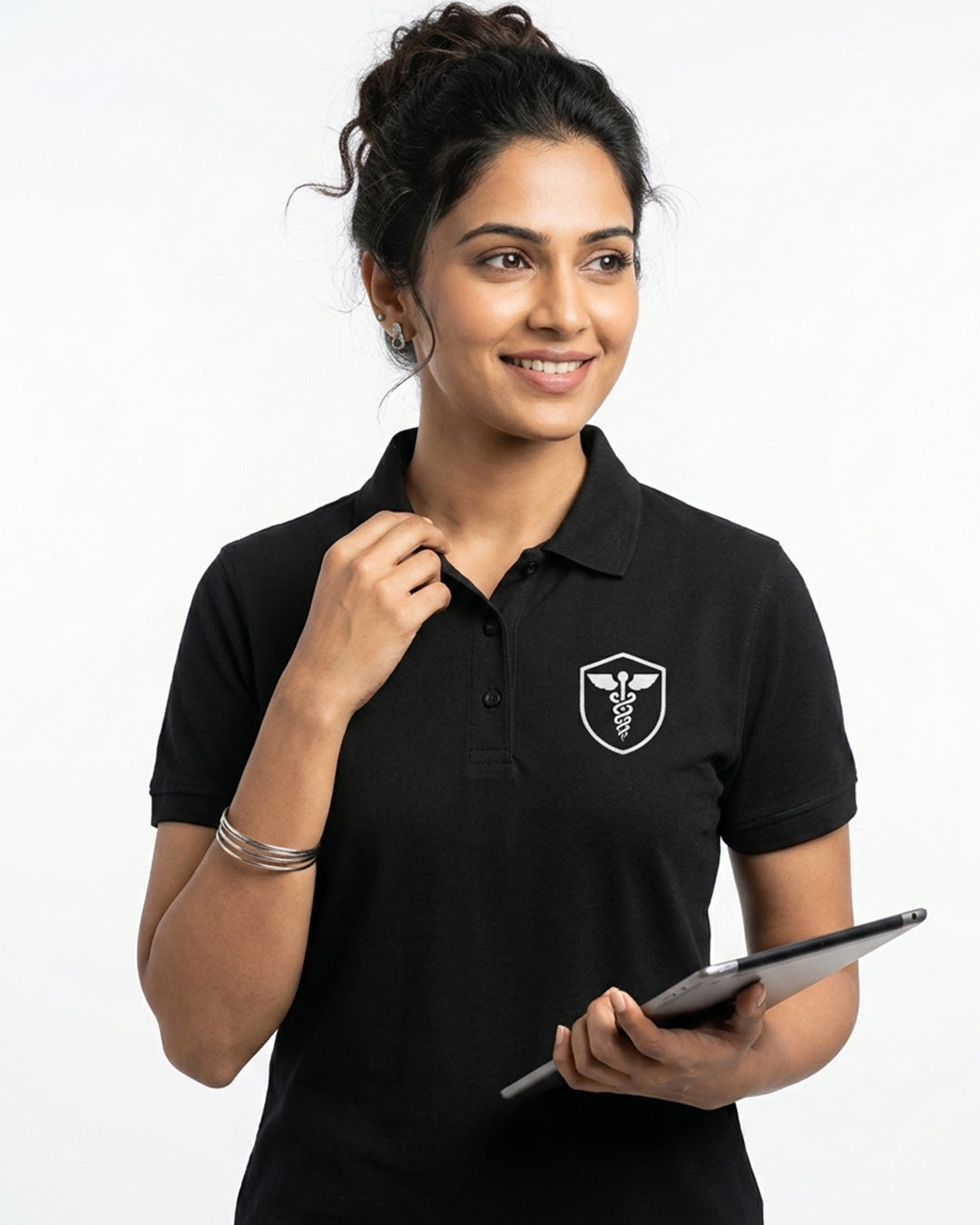 Caduceus Medicine Logo- Black Polo Medical T-shirt