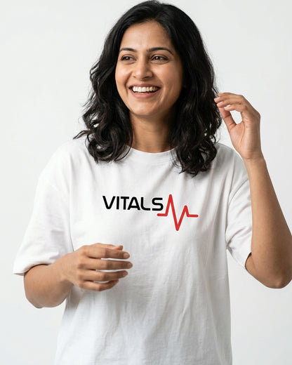Vitals- White Round Neck Medical T-shirt