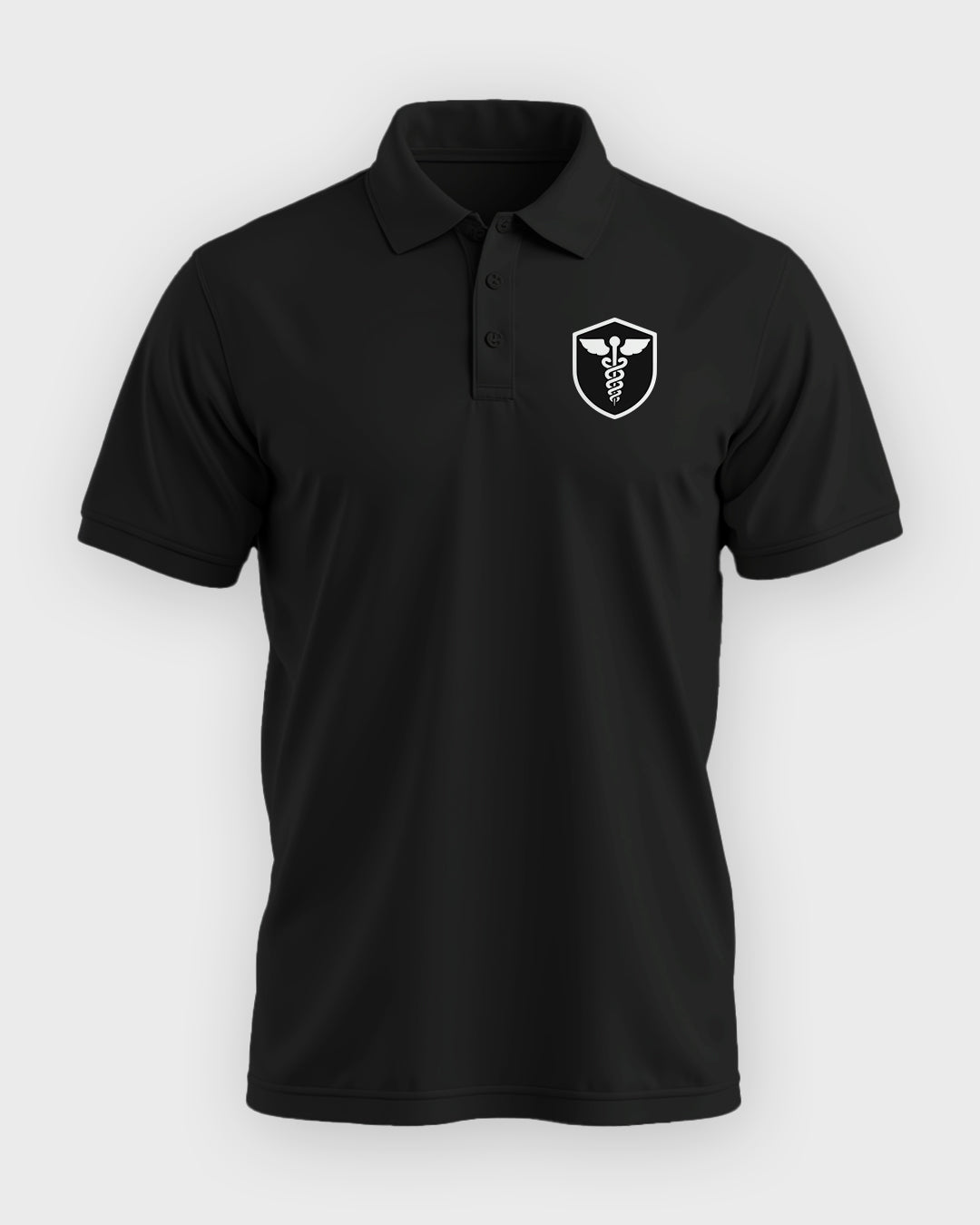 Caduceus Medicine Logo- Black Polo Medical T-shirt