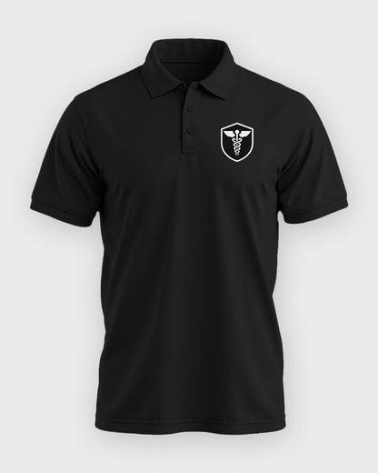 Caduceus Medicine Logo- Black Polo Medical T-shirt