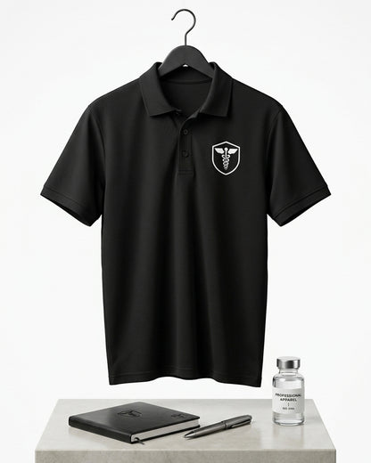 Caduceus Medicine Logo- Black Polo Medical T-shirt