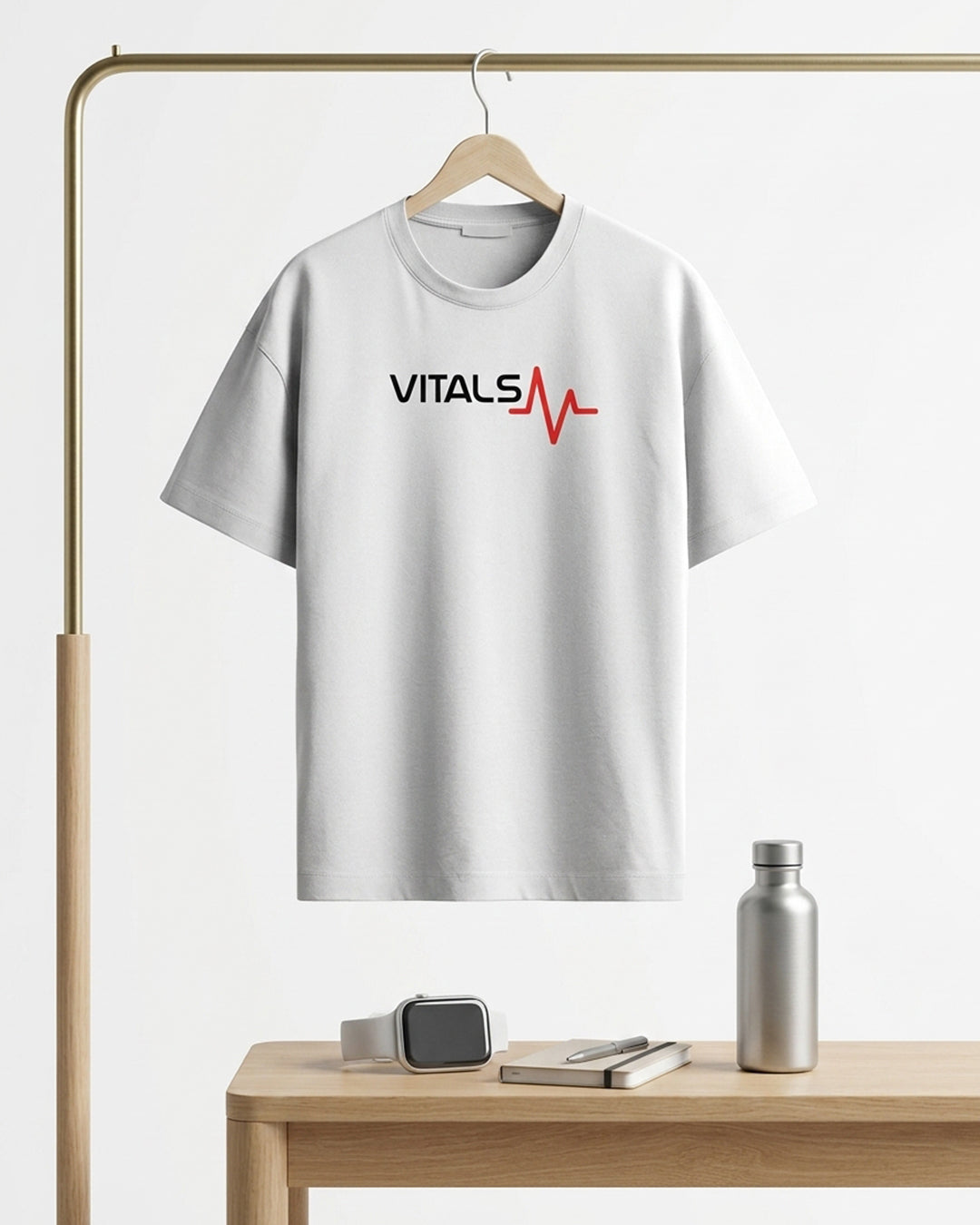 Vitals- White Round Neck Medical T-shirt