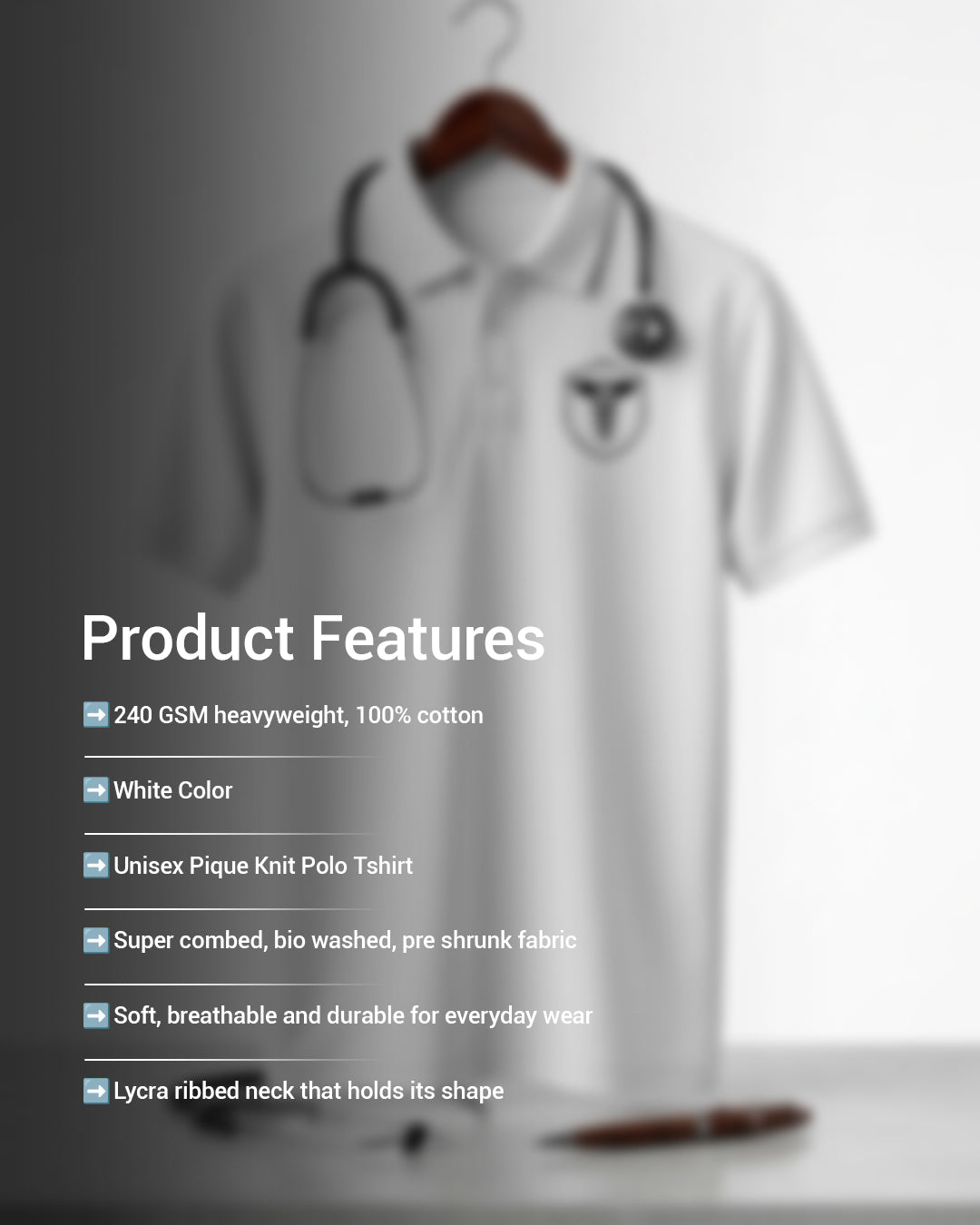 Caduceus Medicine Logo- White Polo Medical T-shirt
