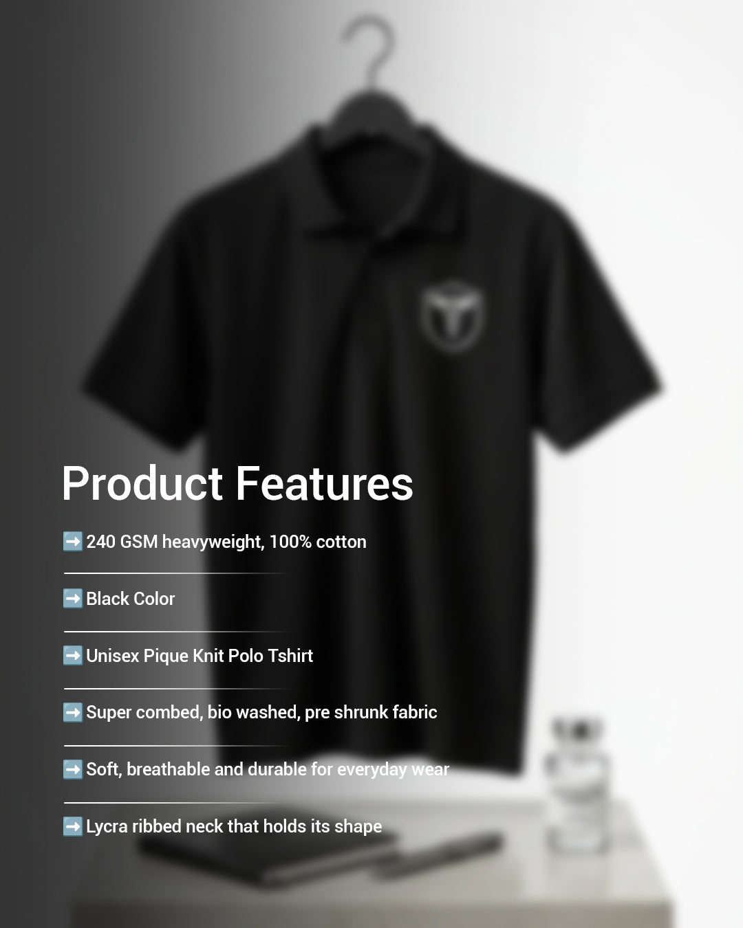 Caduceus Medicine Logo- Black Polo Medical T-shirt