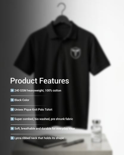 Caduceus Medicine Logo- Black Polo Medical T-shirt