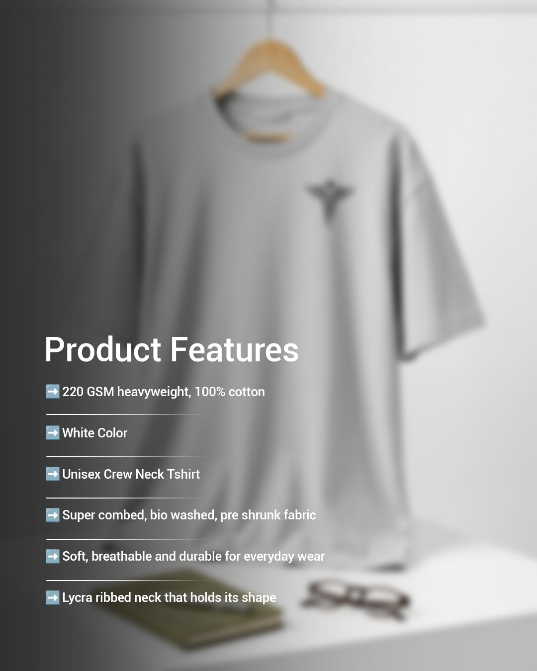 Caduceus Medicine Logo- White Round Neck Medical T-shirt