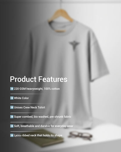 Caduceus Medicine Logo- White Round Neck Medical T-shirt