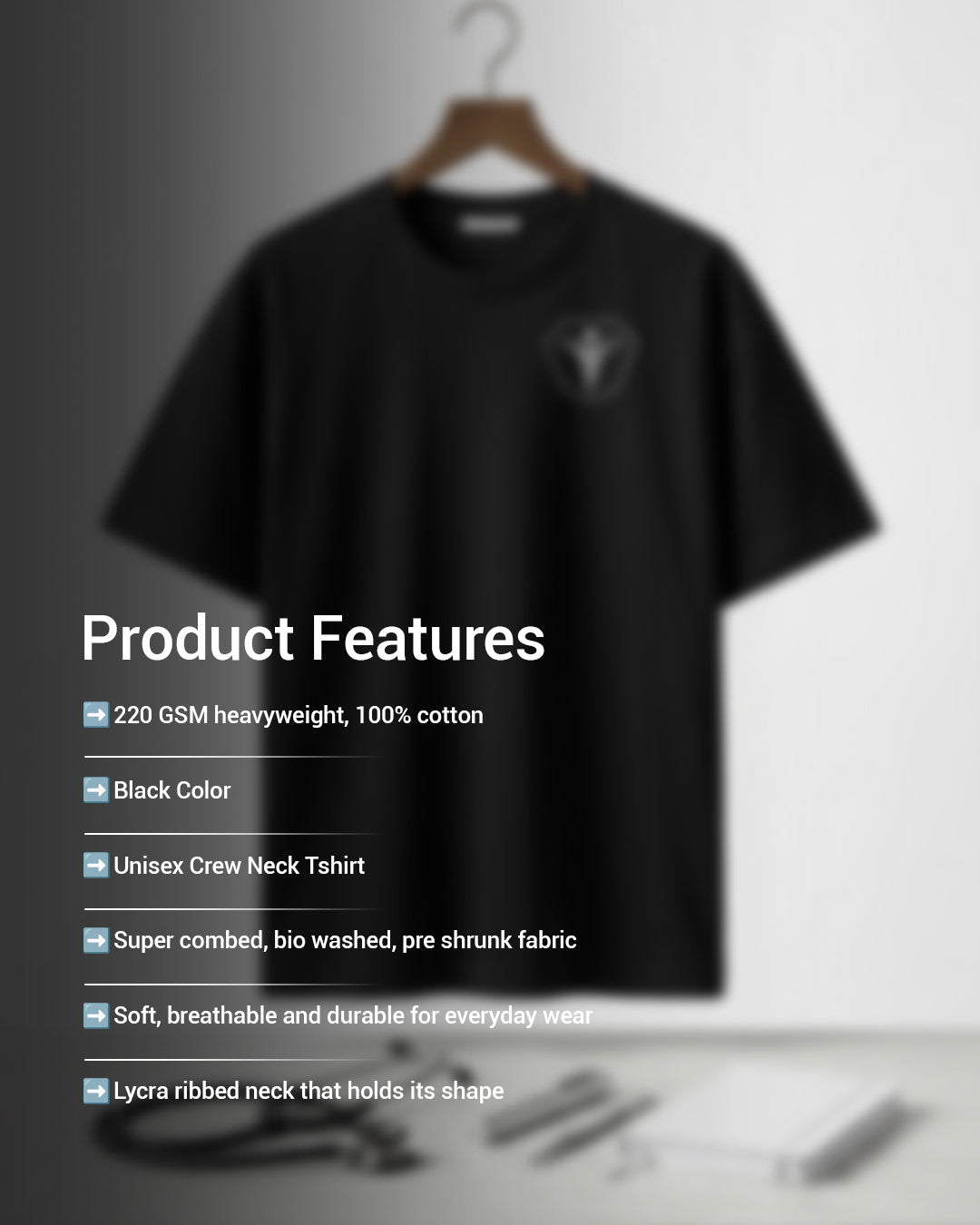Caduceus Medicine Logo- Black Round Neck Medical T-shirt