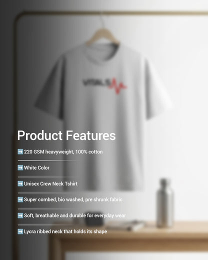 Vitals- White Round Neck Medical T-shirt