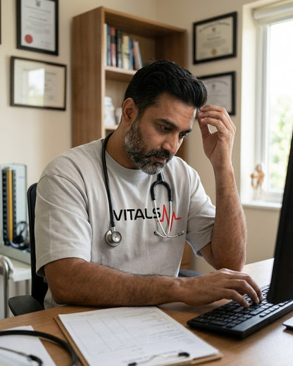Vitals- White Round Neck Medical T-shirt
