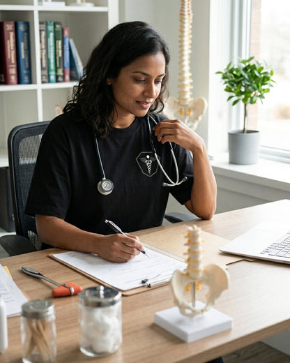 Caduceus Medicine Logo- Black Round Neck Medical T-shirt
