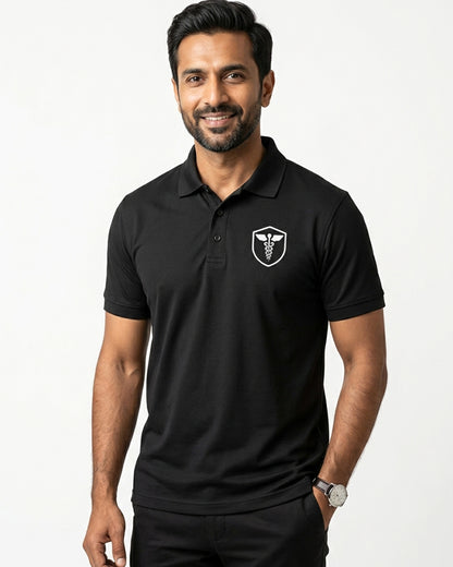 Caduceus Medicine Logo- Black Polo Medical T-shirt