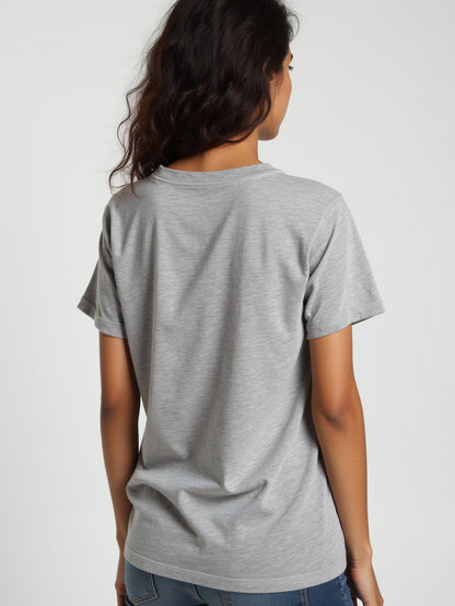 Grey- Solid Women's Round Neck T-shirt