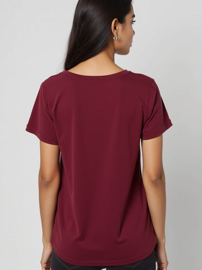 Maroon- Solid Women's Round Neck T-shirt