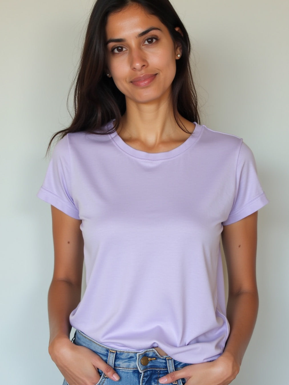 Lavender- Solid Women's  Round Neck T-shirt