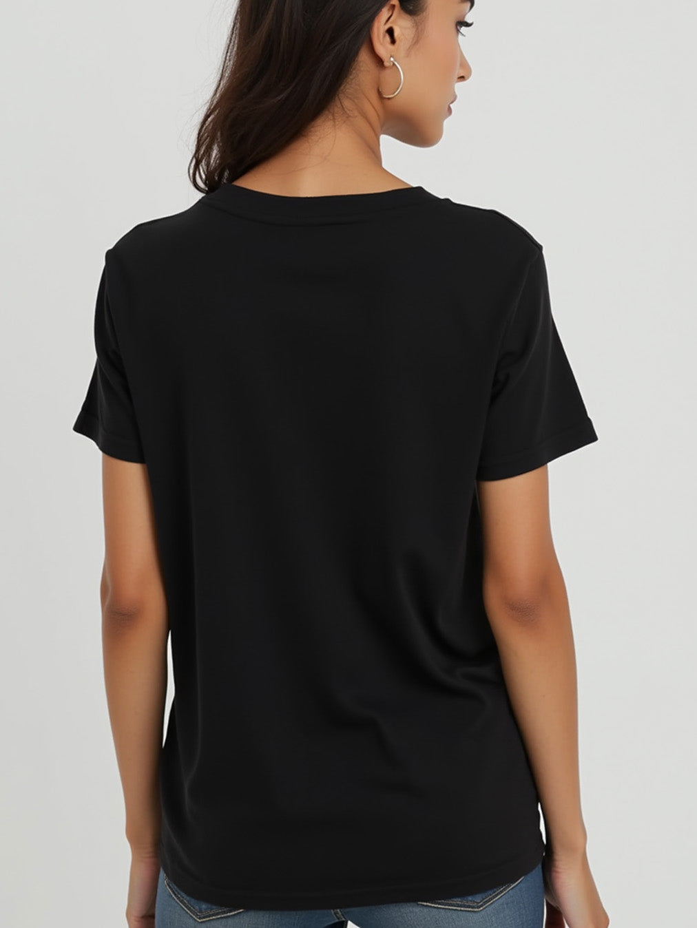 Black- Solid Women's Round Neck T-shirt