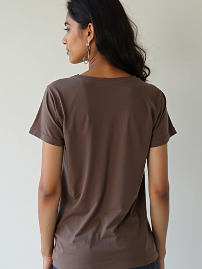 Coffee- Solid Women's  Round Neck T-shirt