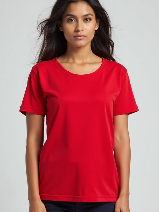 Red- Solid Women's Round Neck T-shirt