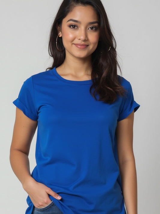 Royal Blue- Solid Women's Round Neck T-shirt