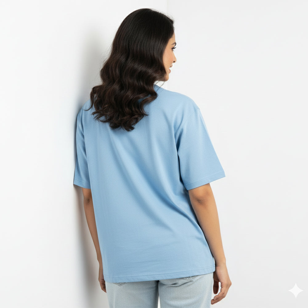 Yoga Superpower- Sky Blue Round Neck Yoga T-shirt