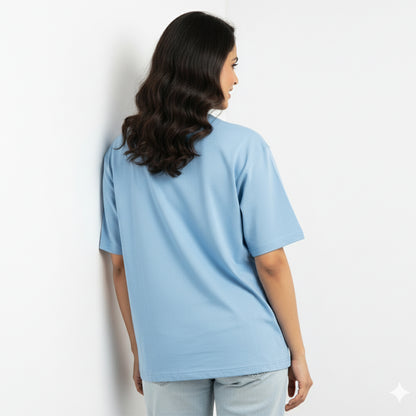 Yoga Superpower- Sky Blue Round Neck Yoga T-shirt