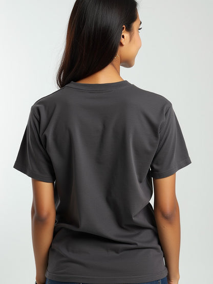 Charcoal- Solid Unisex Round Neck T-shirt