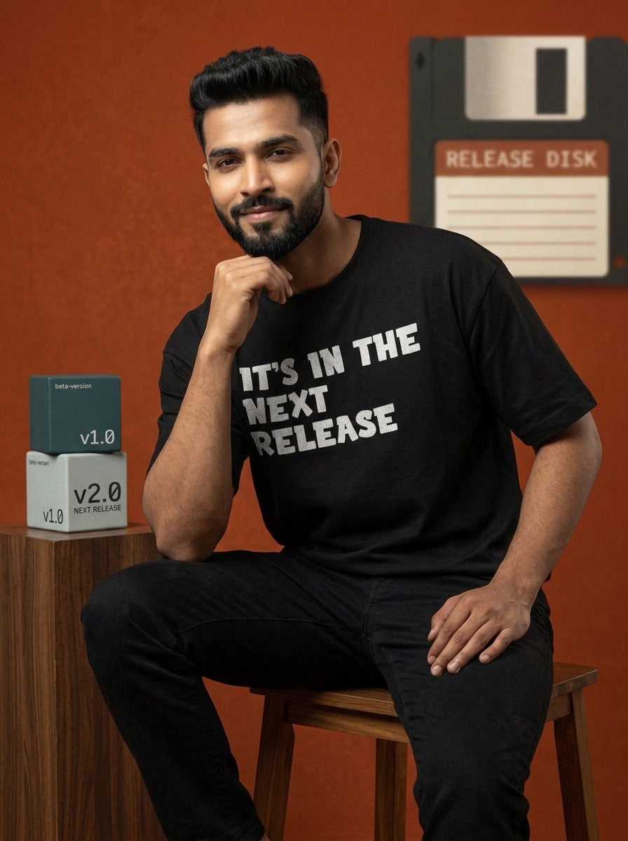 Next Release- Black Round Neck Coding T-shirt