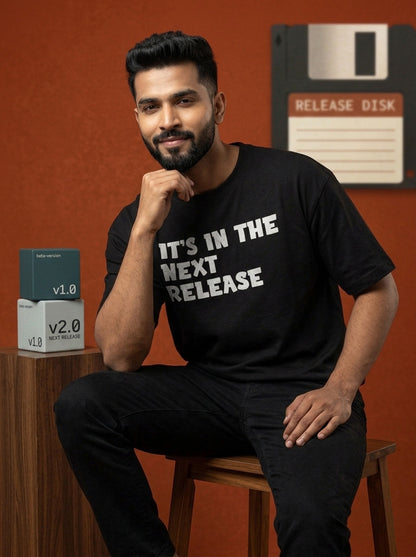 Next Release- Black Round Neck Coding T-shirt