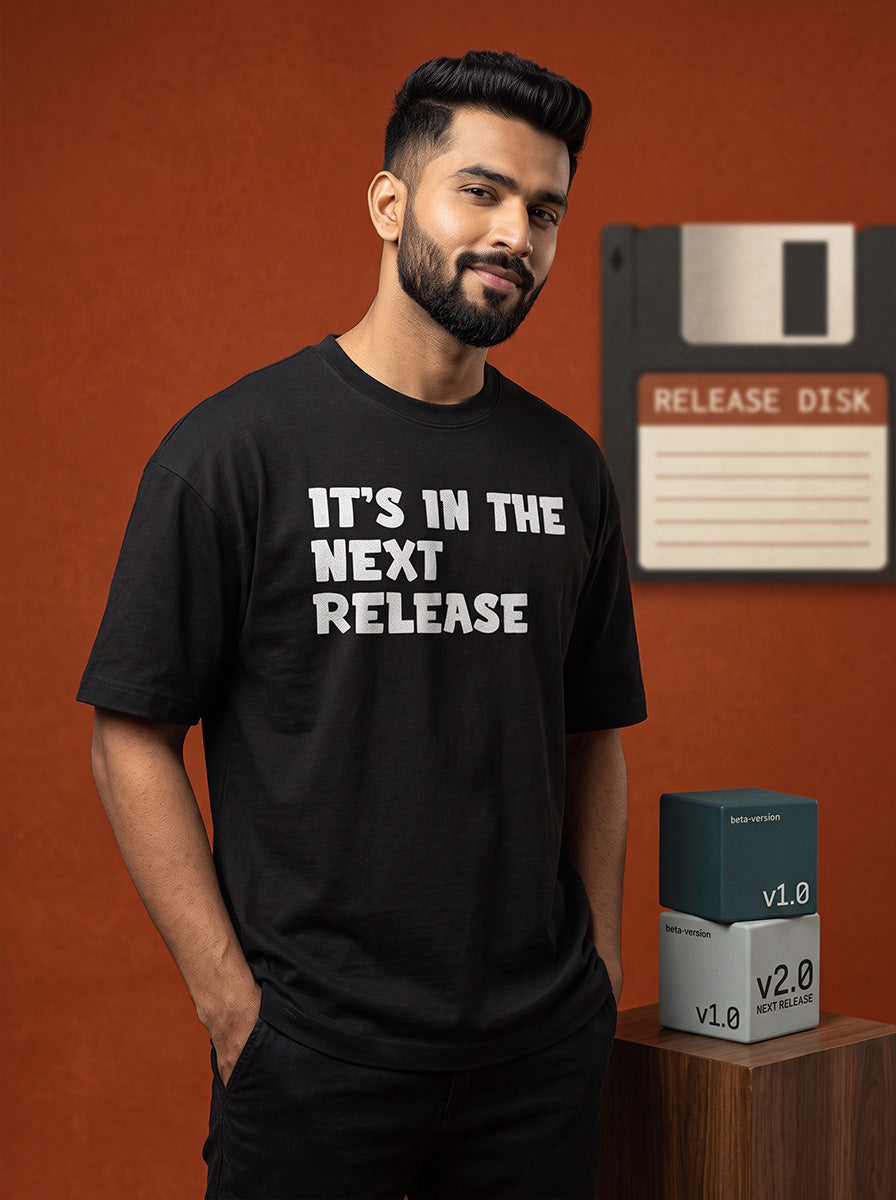 Next Release- Black Round Neck Coding T-shirt