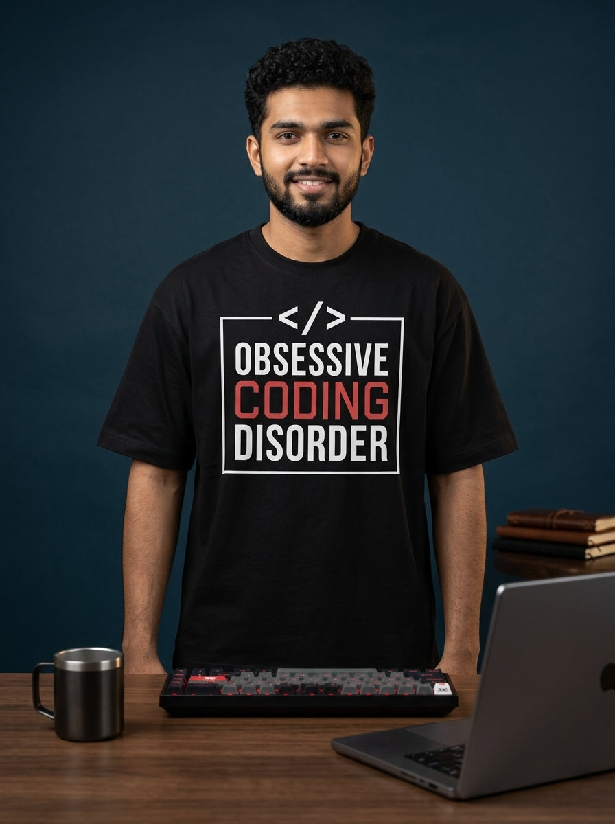 Obsessive Coding Disorder- Black Round Neck Coding T-shirt